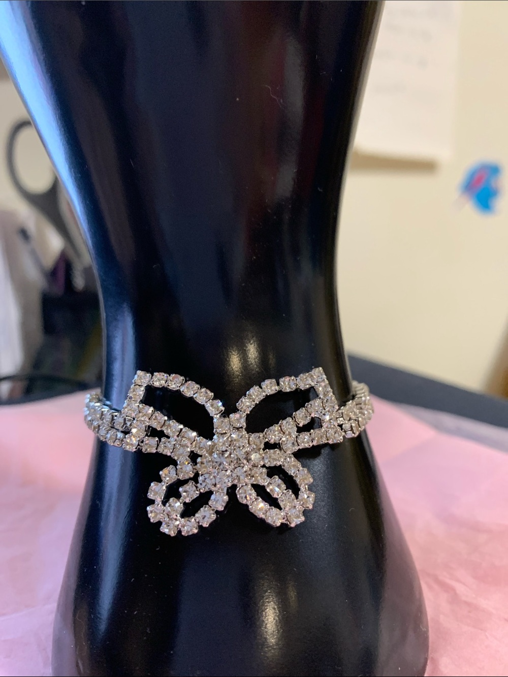 Crystal Butterfly Bracelet - Silver Rhinestone Accent - Picture 4 of 9
